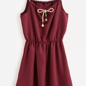 Braided Bead Strap Tie Neck Cami Dress
